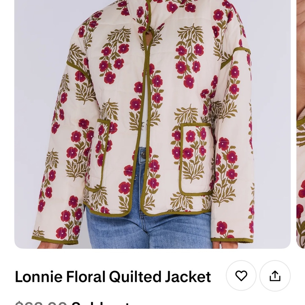Lonnie Floral Quilted Puffer Jacket - Cream and Pink
